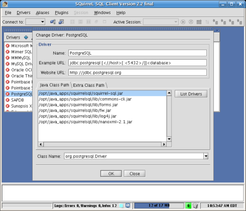 Squirrel SQL change JDBC driver