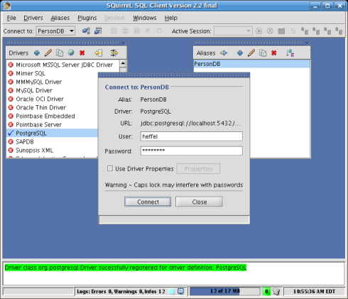 Squirrel SQL connect to database