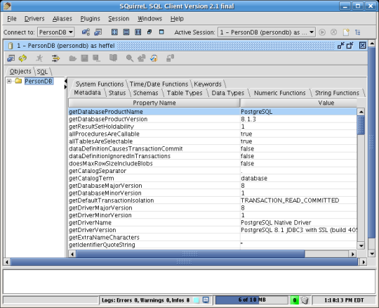 squirrelsql initial login